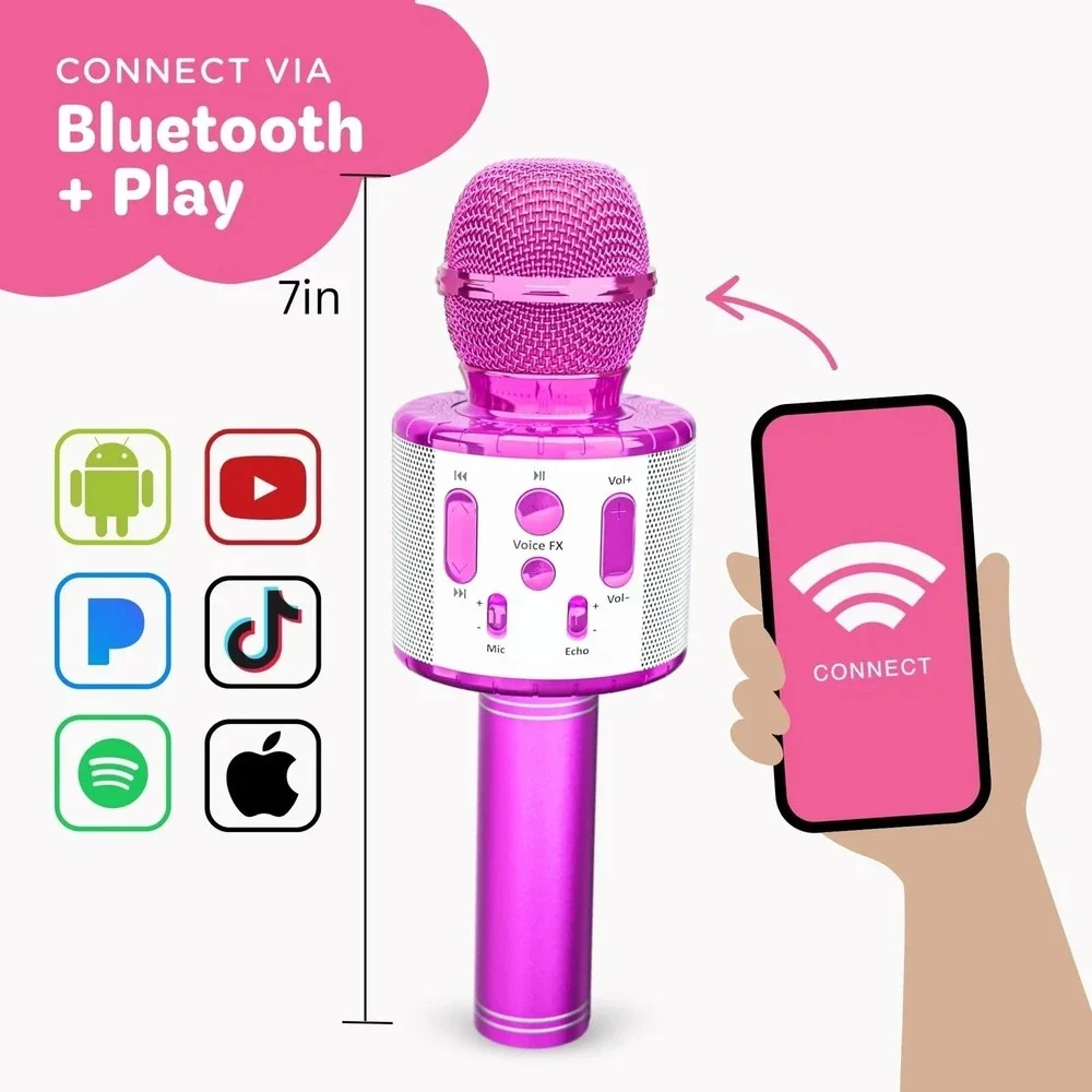 Move2Play, Kids Karaoke Microphone | Includes Kid Songs, White/Pink | NEW IN BOX